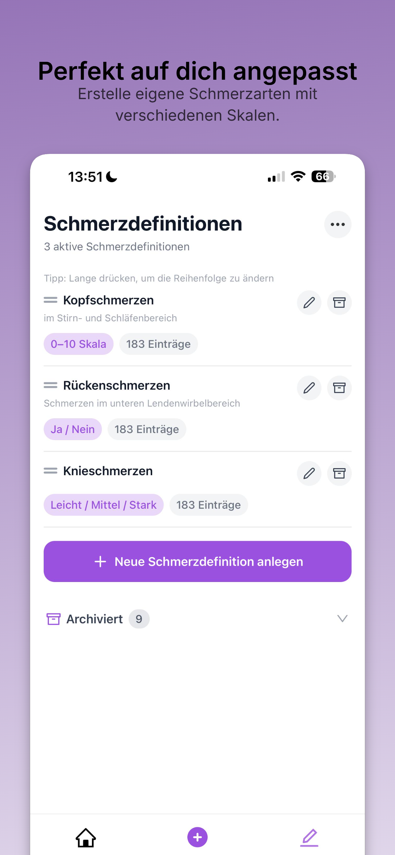 Schmerzeinträge